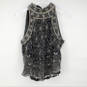 VINTAGE beaded festival top 100% silk